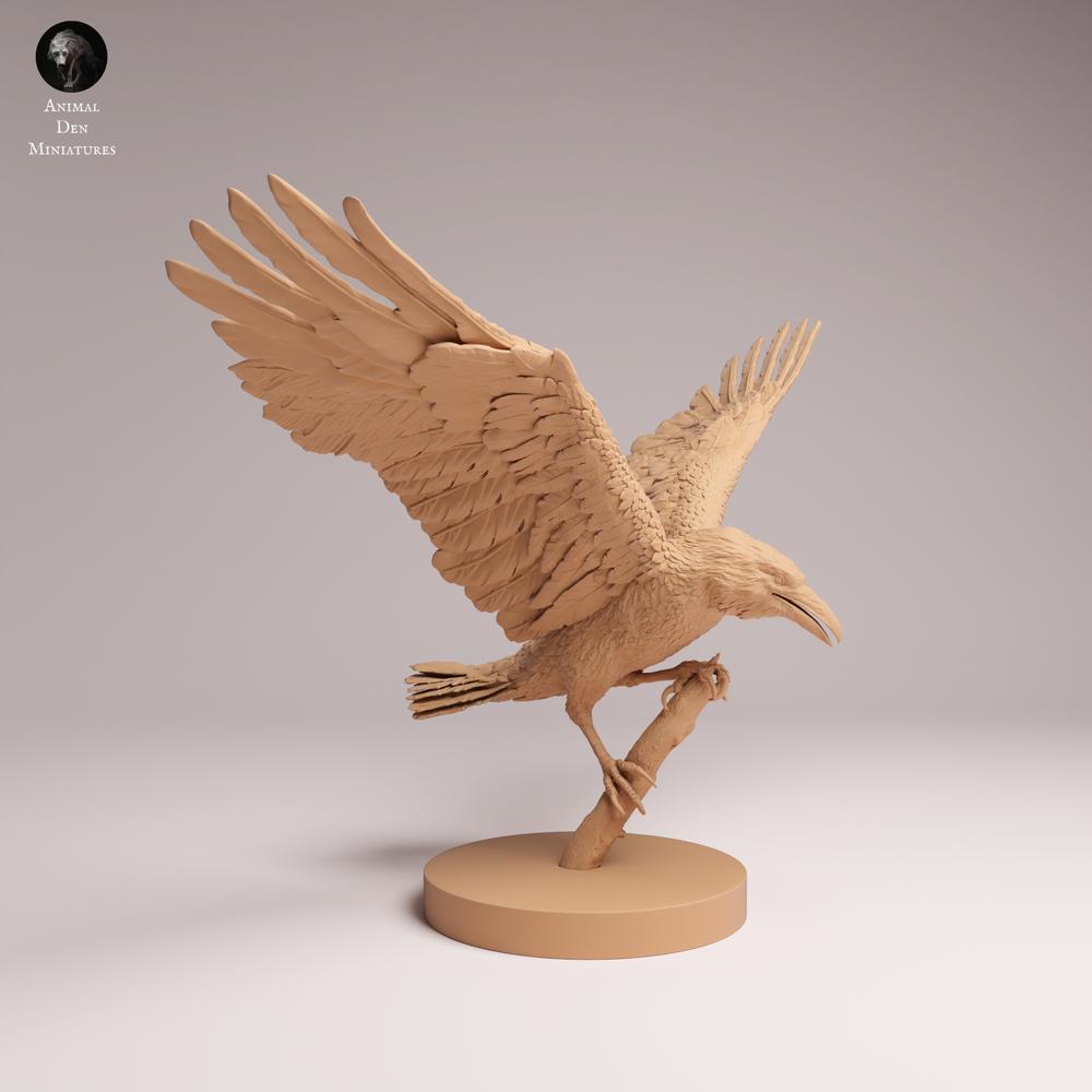 Produktfoto Tabletop 28mm Lord of the Print (LotP) 2: Wildtier Tierfigur: Kolkrabe - im Landeanflug (26_06_08)