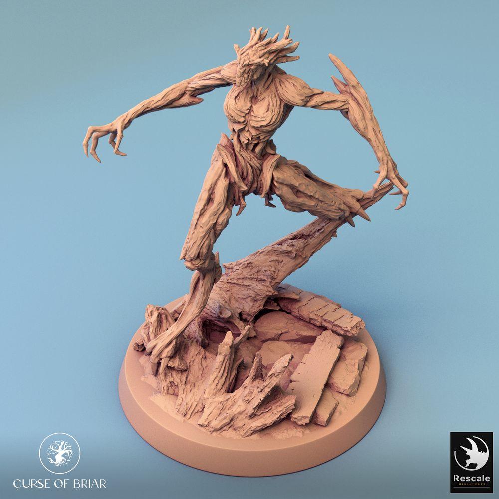 Produktfoto Tabletop 28mm Lord of the Print (LotP) 0: Fantasy Figur: Waldgeist, Naturgolem, Dornenwächter - Woodfey Dryade im Sprung (24_07_A8)