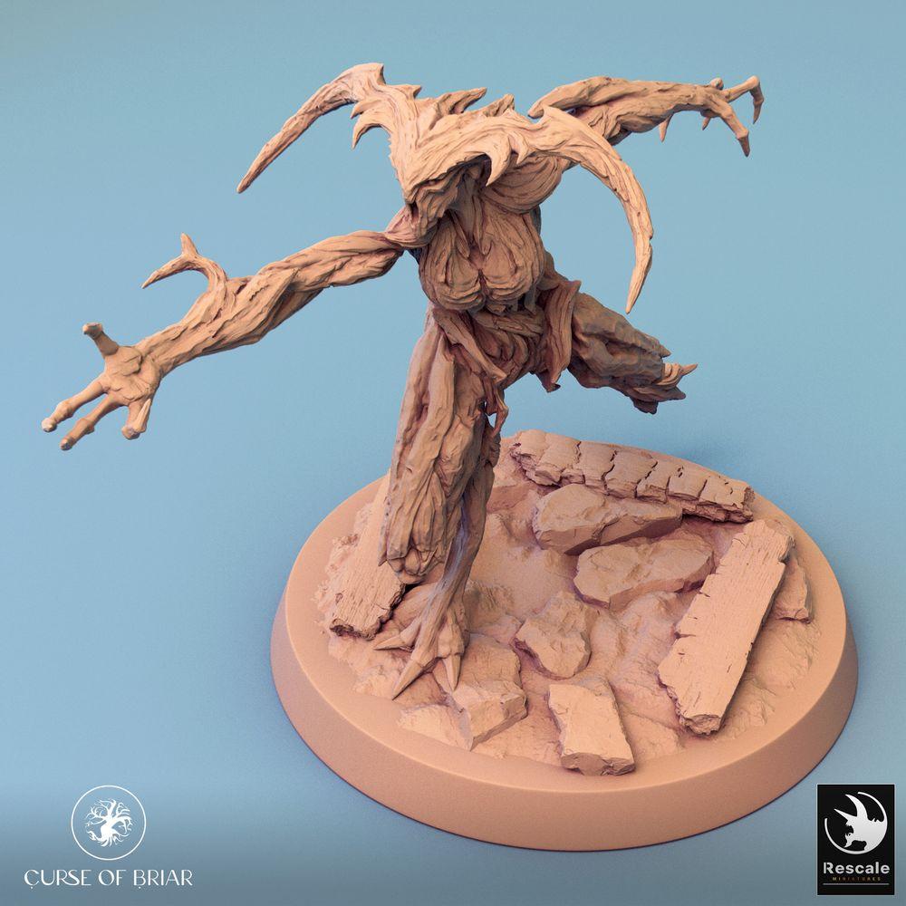 Produktfoto Tabletop 28mm Lord of the Print (LotP) 0: Tabletop Miniatur: Waldgolem, Holz-Elementar, Dornenunhold, Woodfey Waldwächter im Angriff (24_07_A9)
