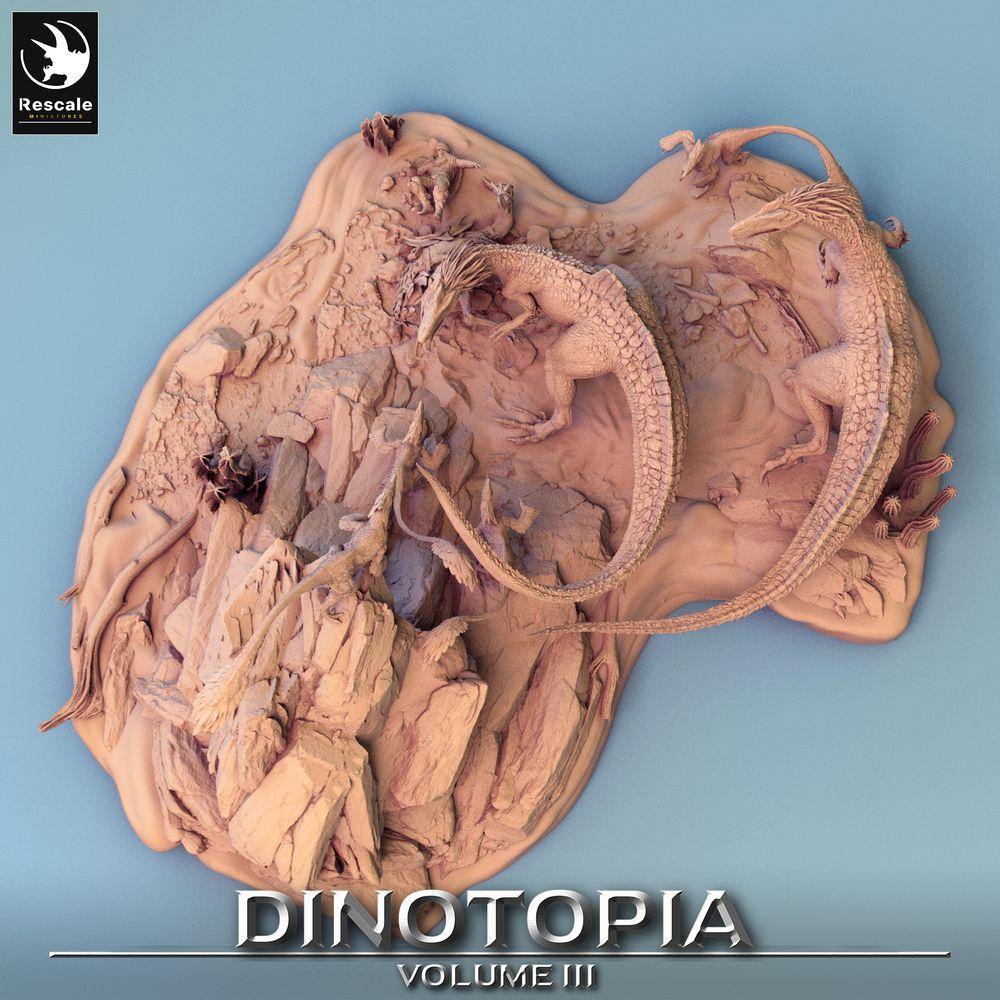 Produktfoto Tabletop 28mm Lord of the Print (LotP) 0: Tabletop Miniatur: Raptor-Jagdbestien Duo, Raubdinos auf szenischer Diorama-Base (24_06_E6)