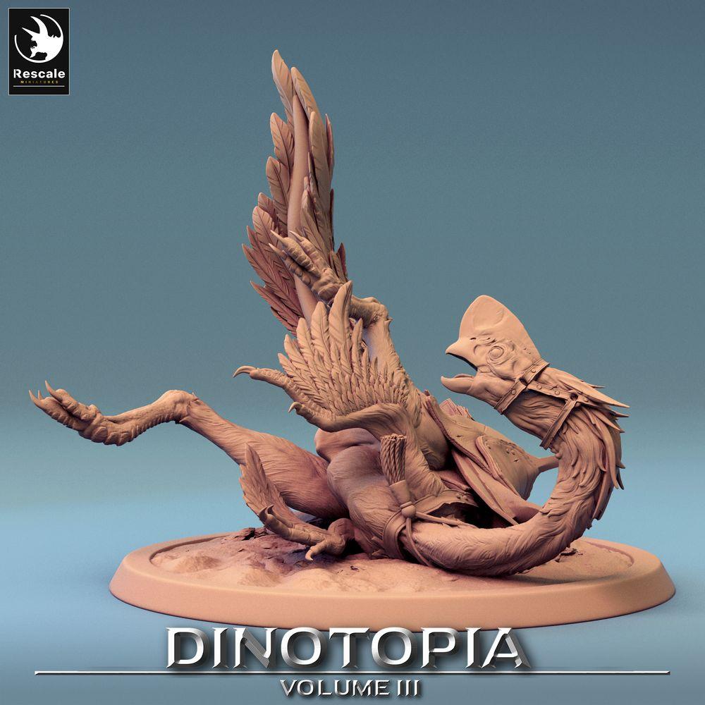 Produktfoto Tabletop 28mm Lord of the Print (LotP) 0: Tabletop Miniatur: Oviraptor Reittier gestürzt, gefiederter Raptor, Saurier-Bestie, Raptor Mount (24_06_D2)