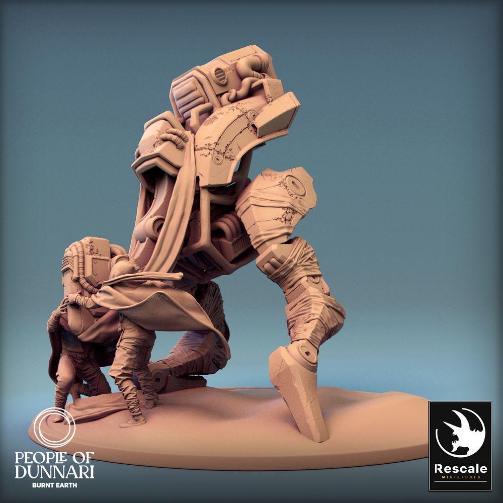 Produktfoto Tabletop 28mm Lord of the Print (LotP) 0: Tabletop Miniatur: Sci‑Fi Mech Walker mit Tech‑Kult Mechanikern - Kriegswalker Wartungsteam, Scavenger, Objective Marker, Diorama (24_03_B1)