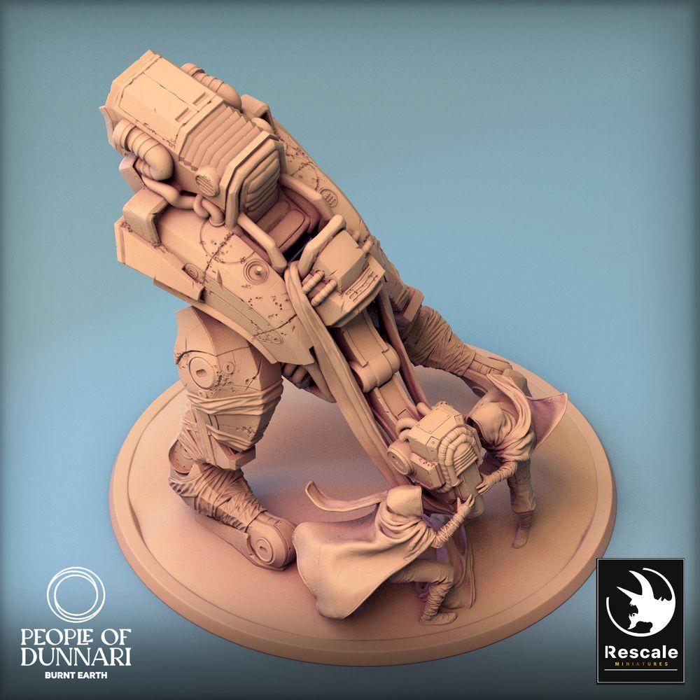 Produktfoto Tabletop 28mm Lord of the Print (LotP) 0: Tabletop Miniatur: Sci‑Fi Mech Walker mit Tech‑Kult Mechanikern - Kriegswalker Wartungsteam, Scavenger, Objective Marker, Diorama (24_03_B1)