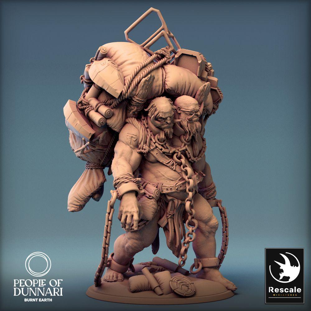 Produktfoto Tabletop 28mm Lord of the Print (LotP) 0: Tabletop Miniatur: Zweiköpfiger Oger Ettin - Packriese, postapokalyptischer Schrottsammler mit Kettenwaffen (24_03_I2)