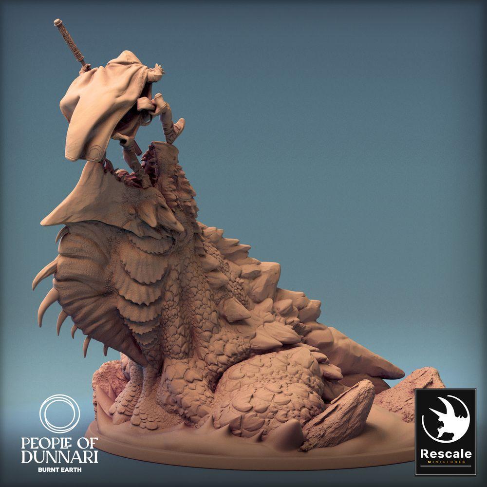 Produktfoto Tabletop 28mm Lord of the Print (LotP) 0: Tabletop Miniatur: Drachenjäger auf Wyvern-Schädel, Speerkämpfer und Bestienbändiger, Bossmonster-Diorama (24_03_K2)