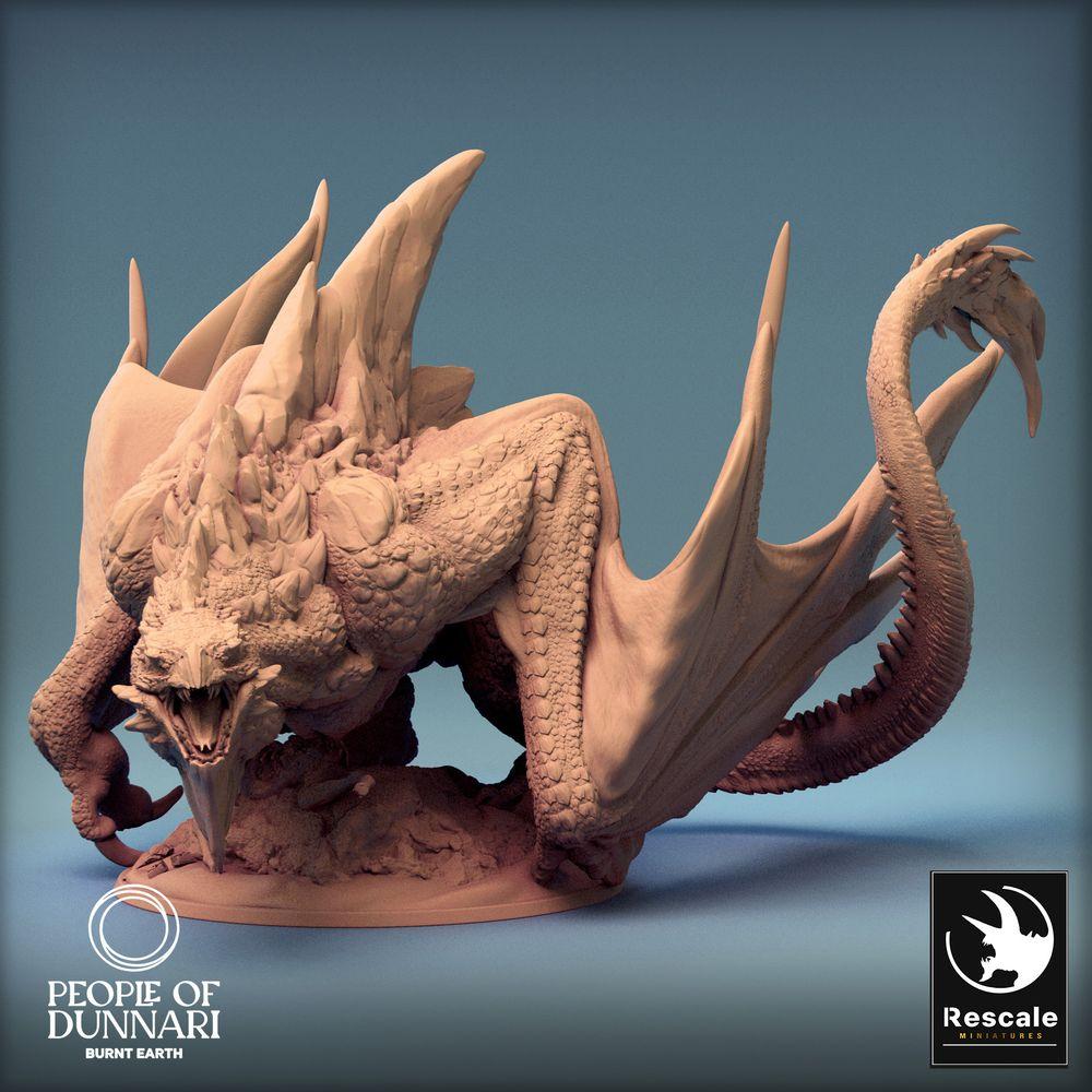 Produktfoto Tabletop 28mm Lord of the Print (LotP) 0: Tabletop Miniatur: Dunnari Wyvern - lauernde Drachenbestie, Wyrm / Drache, Bossmonster (24_03_K3)