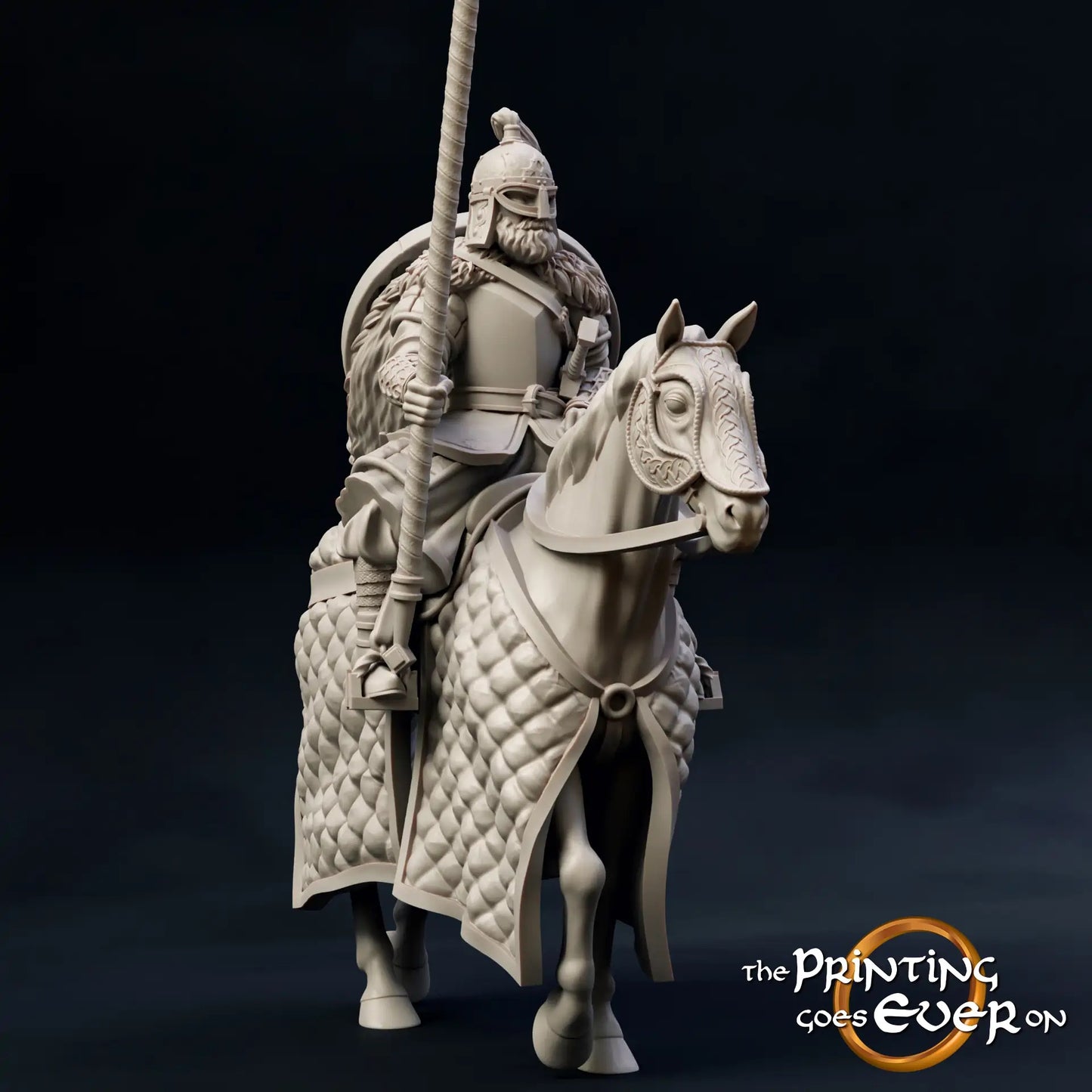 Produktfoto mittelalterliche historische Figur 75mm Scale The Printing Goes Ever On (TPGEO)  0: Mittelalterliche Ritter Figuren Reiter mit Speer B Krieger der Mark