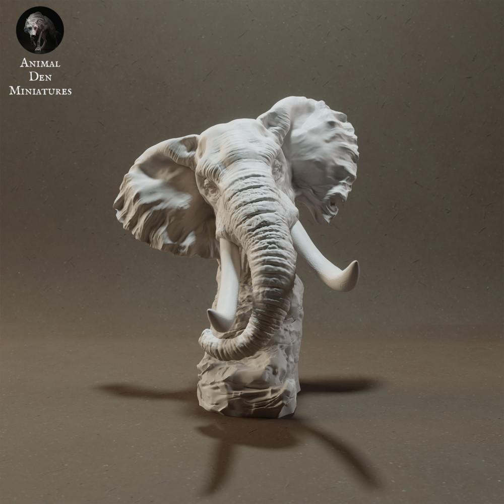 Produktová fotografie figurky zvířete Animal Den Miniatures 0: Figurky divokých zvířat: africký slon savanový - busta (23_03_10)