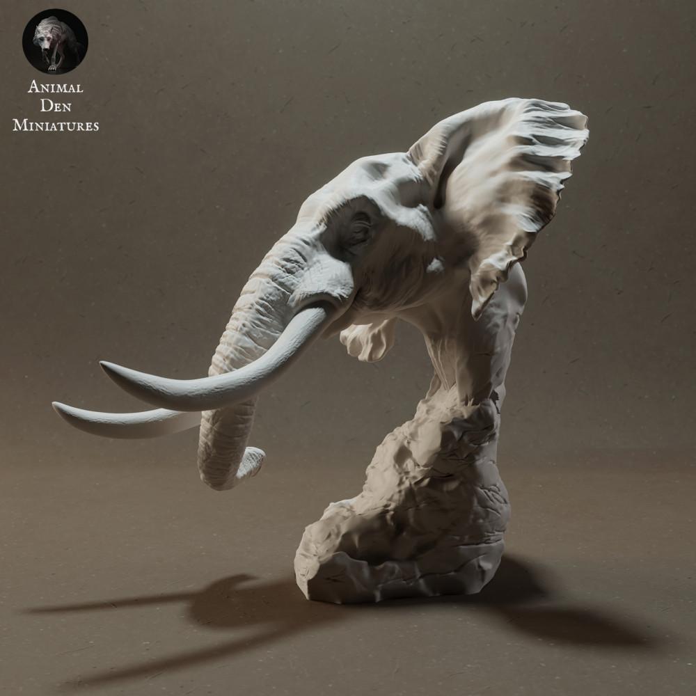 Produktová fotografie figurky zvířete Animal Den Miniatures 1: Figurka divokého zvířete: africký slon savanový - busta (23_03_10)