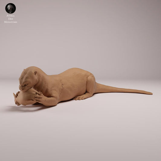 Φωτογραφία προϊόντος ζωικής φιγούρας Animal Den Miniatures 0: Φιγούρα άγριου ζώου: Γιγάντια βίδρα - τρώει (26_08_03)