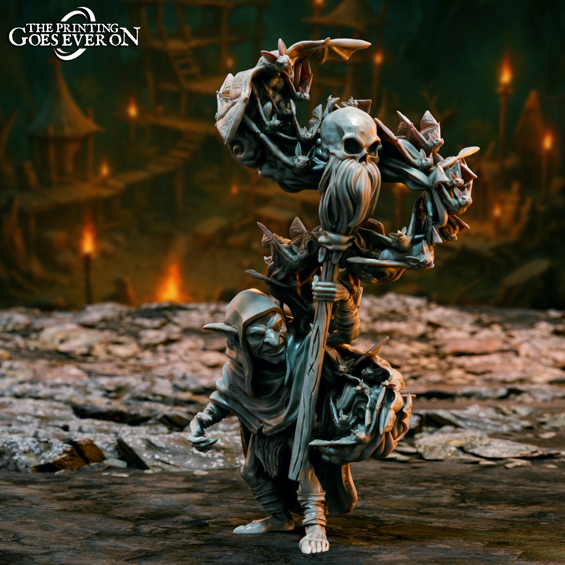Produktfoto Tabletop 28mm The Printing Goes Ever On (TPGEO)  0: Goblin Schamane - Zauberkundiger Höhlenbewohner - Magier der Goblins