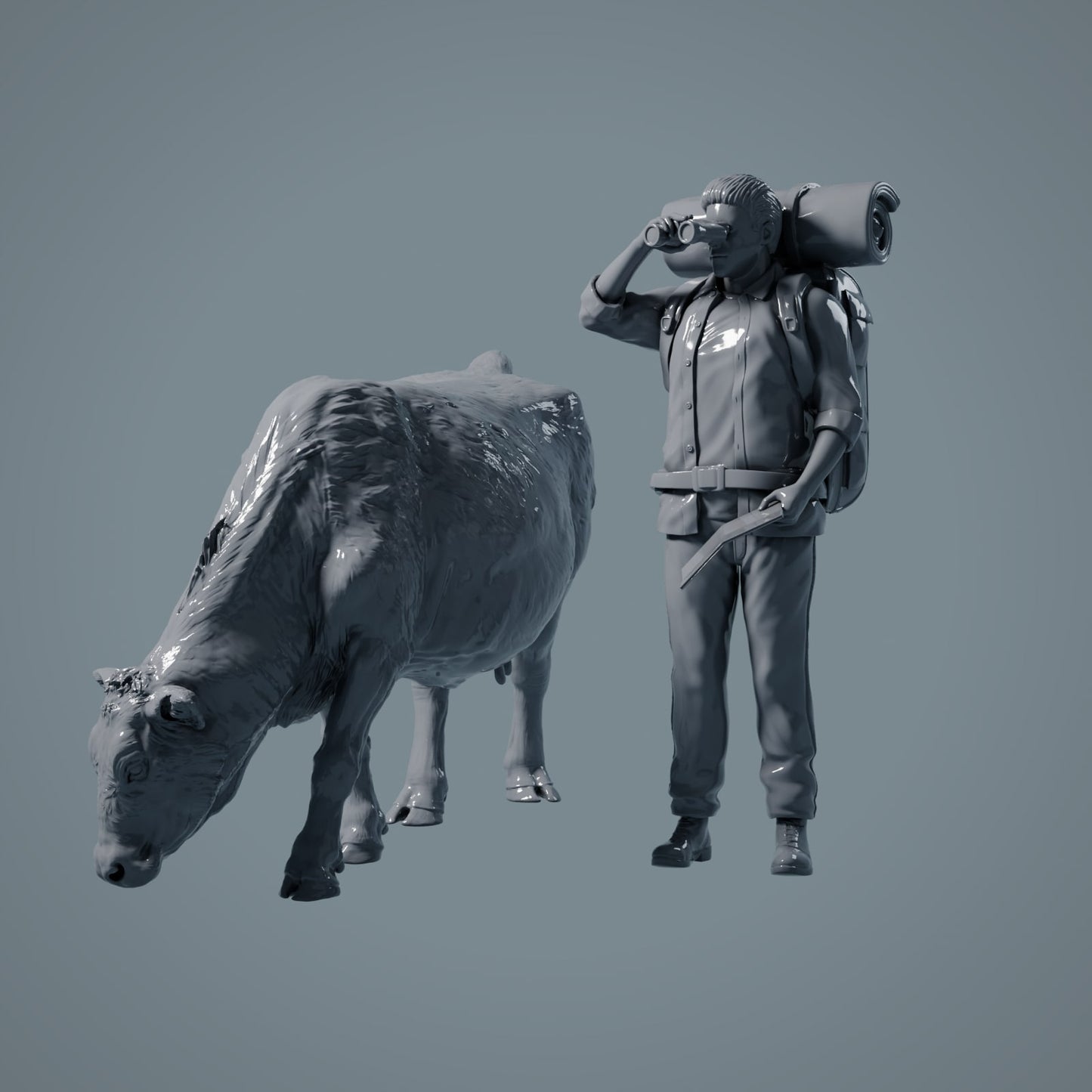 Φάρμα Ζώο Μινιατούρα: βοσκή αγελάδα - Red Devon Cow (a028)