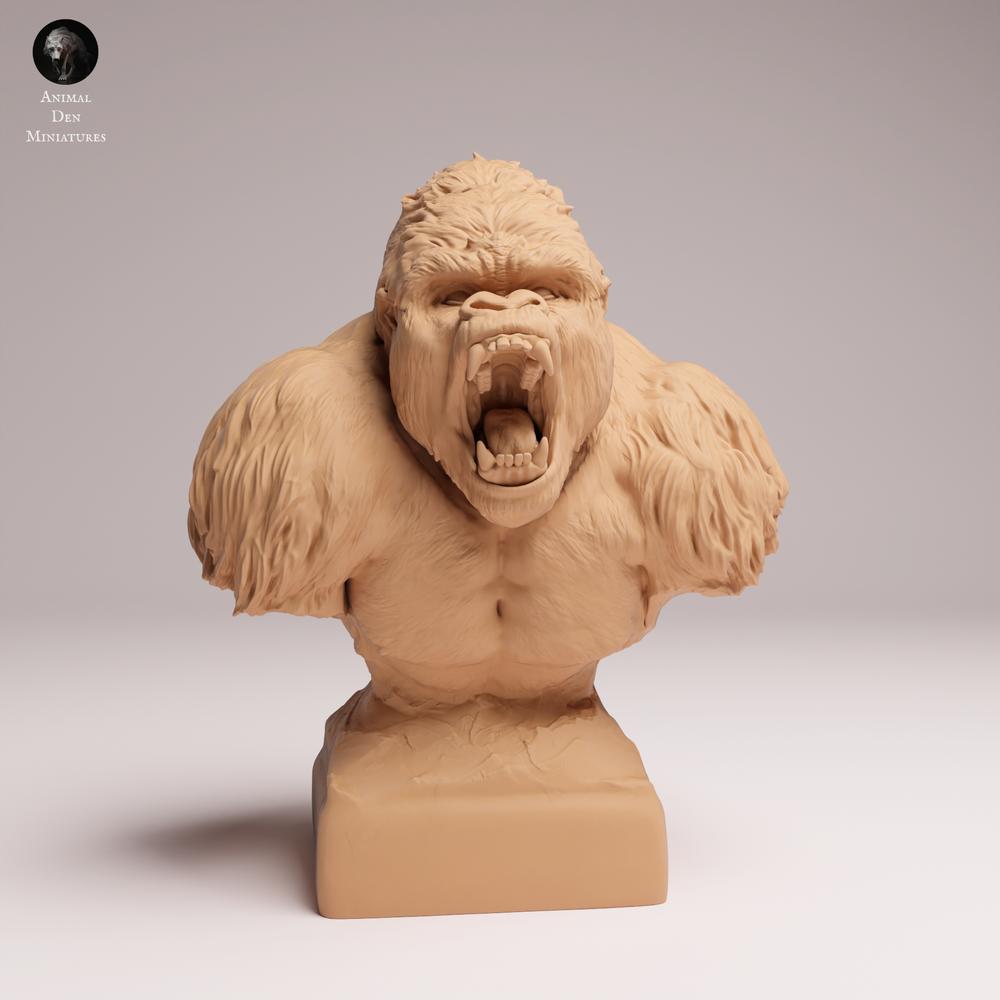 Produktfoto Tierfigur Animal Den Miniatures 2: Gorilla Tierfigur: Östlicher Flachlandgorilla - aggressiver Silberrücken als Büste (25_07_19)