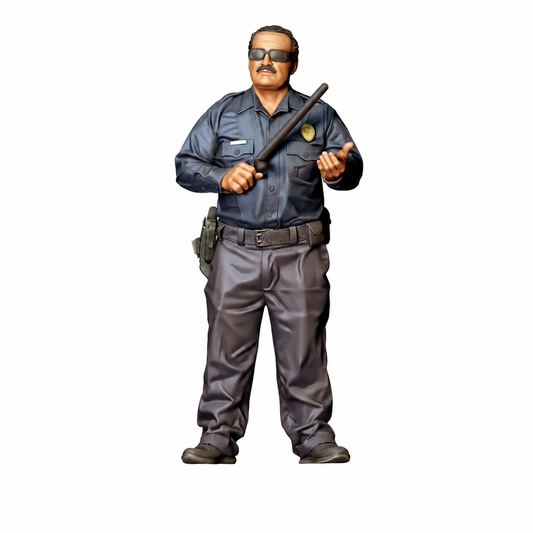 Stehende Figur: Polizist mit Schlagstock & Holster am Gürtel (Ref. Nr. 498) - farbige Einzelansicht