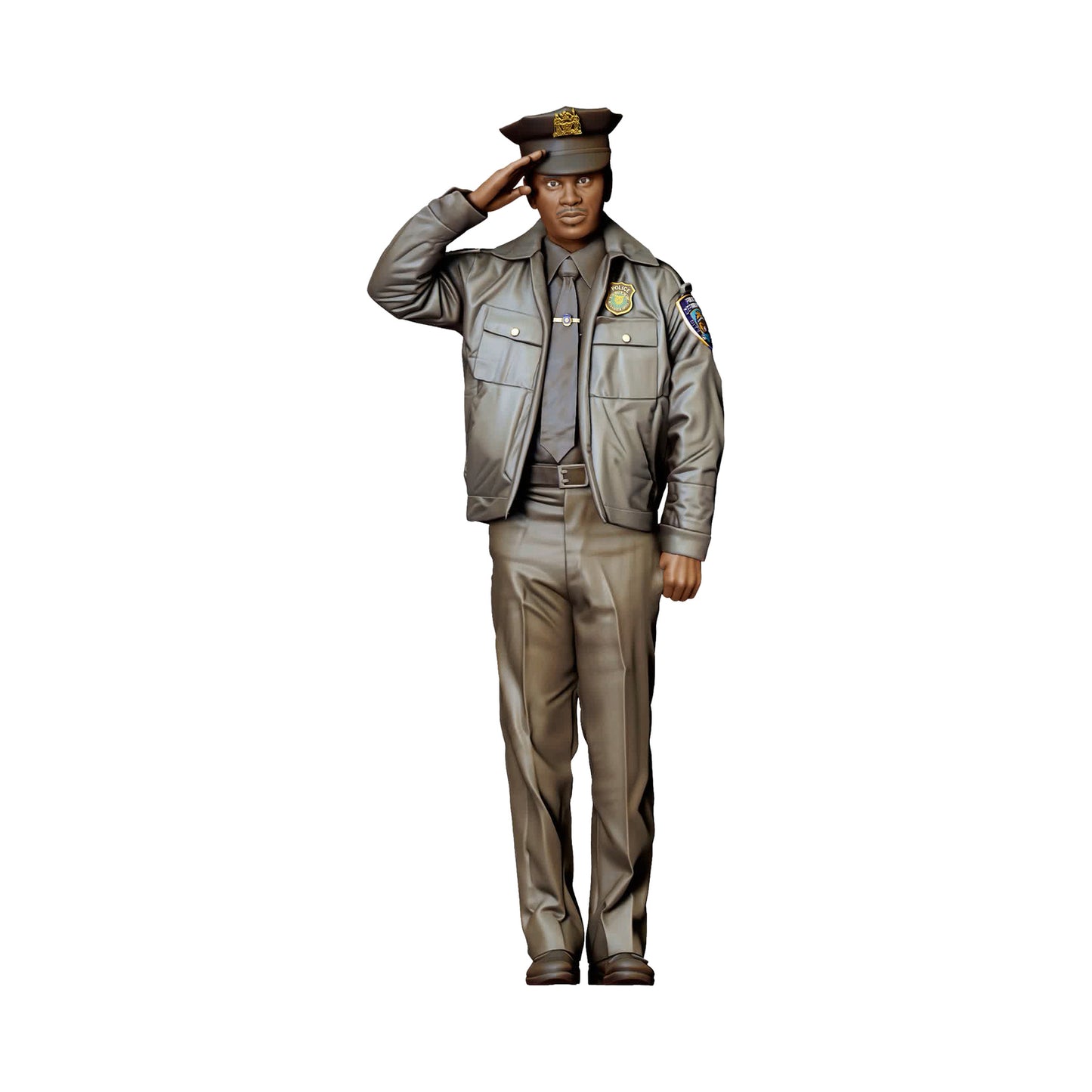 Stehende Figur: Polizist mit Schlagstock, salutierend (Ref. Nr. 499) - farbige Einzelansicht