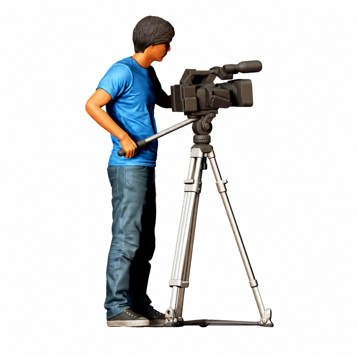 Stehende Figur: Kameramann mit Videokamera auf Stativ (Ref. Nr. 511) - farbige Einzelansicht
