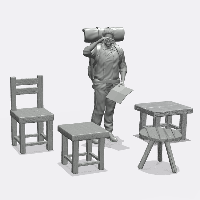 Produktfoto Miniatur Möbel, Einrichtung Diorama und Modellbau  0: Möbel und Inventar: 4 Hocker und Stühle (Ref. 43D)