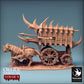 Foto do produto Tabletop 28mm Lord of the Print (LotP) 0: Miniatura de Tabletop: Carro de demônio puxado por bestas com balista, máquina de guerra e cerco, carro de gaiola - Scorpio Run (24_02_B1)
