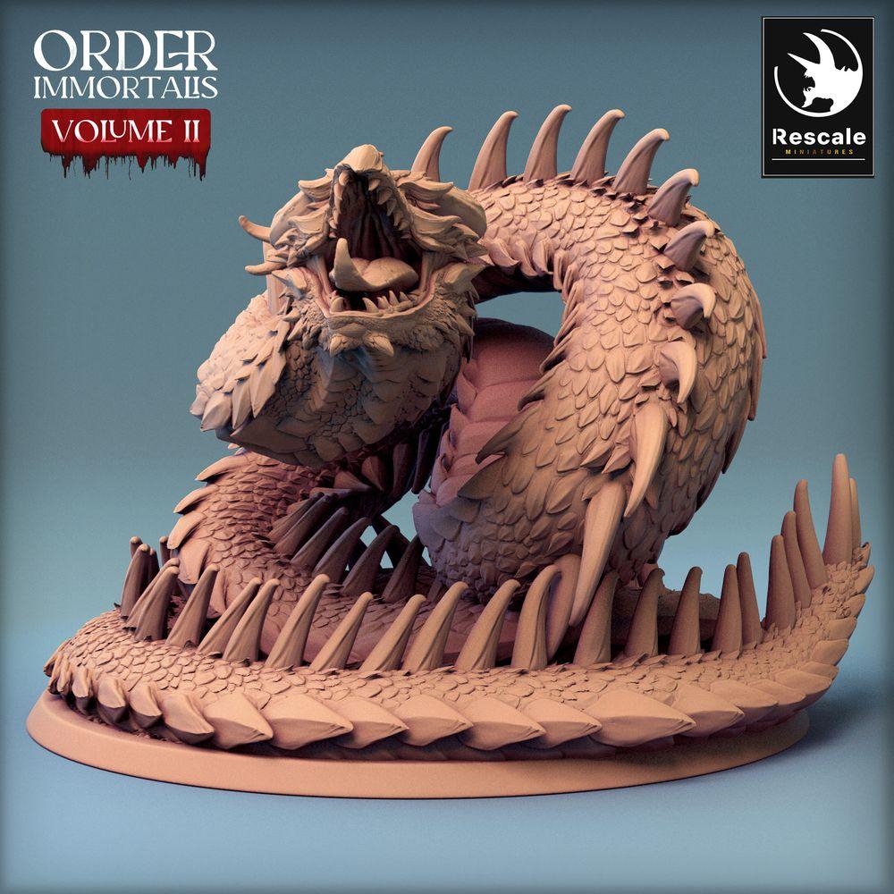 Produktfoto Tabletop 28mm Lord of the Print (LotP) 0: Tabletop Miniatur: Schlangendrache Lindwurm, Wyrm-Boss, aufgerollte Riesenschlange (24_02_E1)