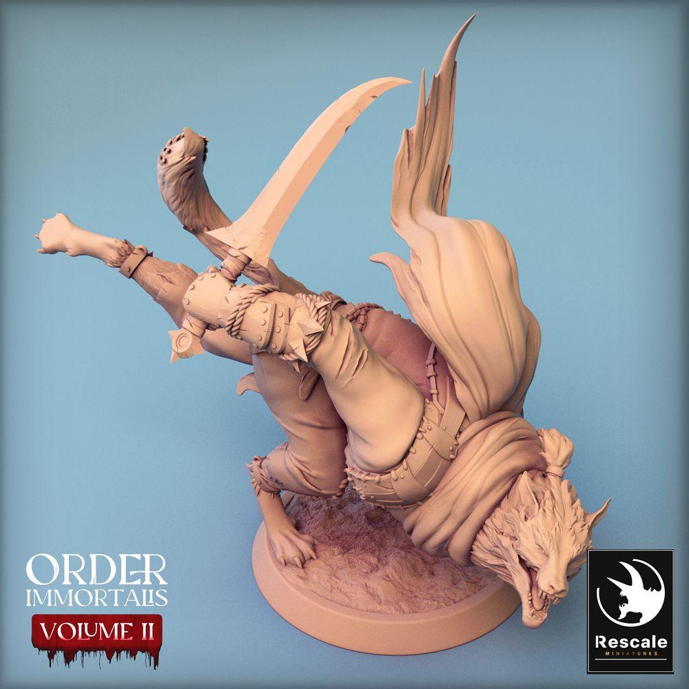 Immagine del prodotto Tabletop 28mm Lord of the Print (LotP) 0: Miniatura da tavolo: Guerriero lupo con scimitarra, Barbaro uomo-lupo, Werewolf Warrior (24_02_C1)