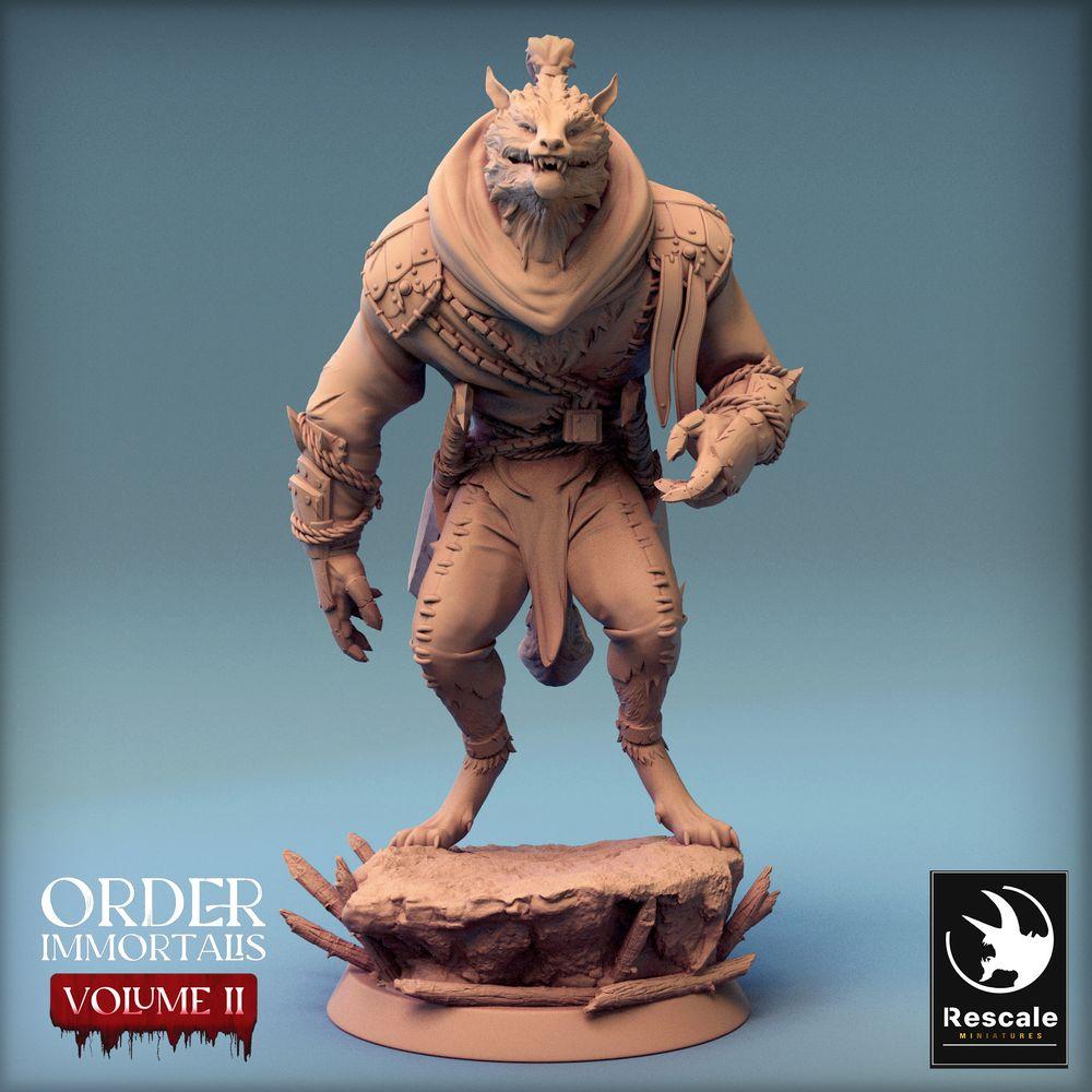 Produktfoto Tabletop 28mm Lord of the Print (LotP) 0: Tabletop Miniatur: Werwolf‑Beastman, Bestienkrieger und Barbaren‑Anführer, Skirmish‑Boss, Dungeon‑Gegner (24_02_C6)