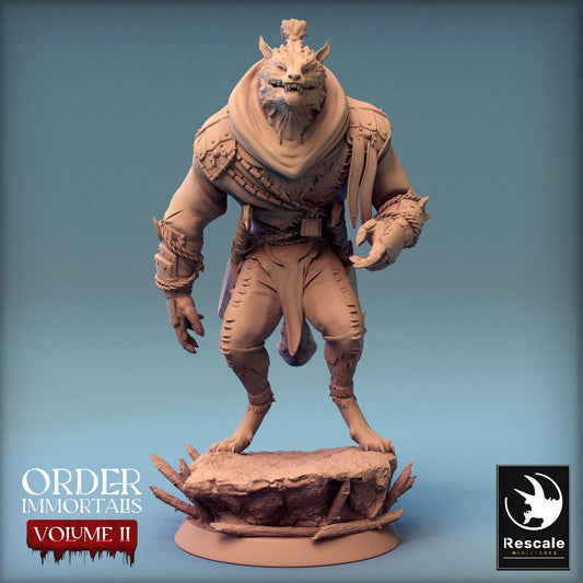 Produktfoto Tabletop 28mm Lord of the Print (LotP) 0: Tabletop Miniatur: Werwolf‑Beastman, Bestienkrieger und Barbaren‑Anführer, Skirmish‑Boss, Dungeon‑Gegner (24_02_C6)