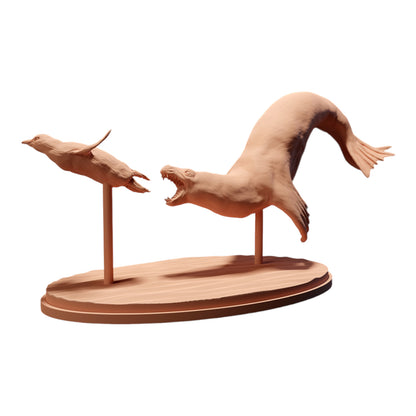 Zdjęcie produktu Diorama i modelarstwo miniatura figura: Foka poluje na pingwina, figura zwierzęca