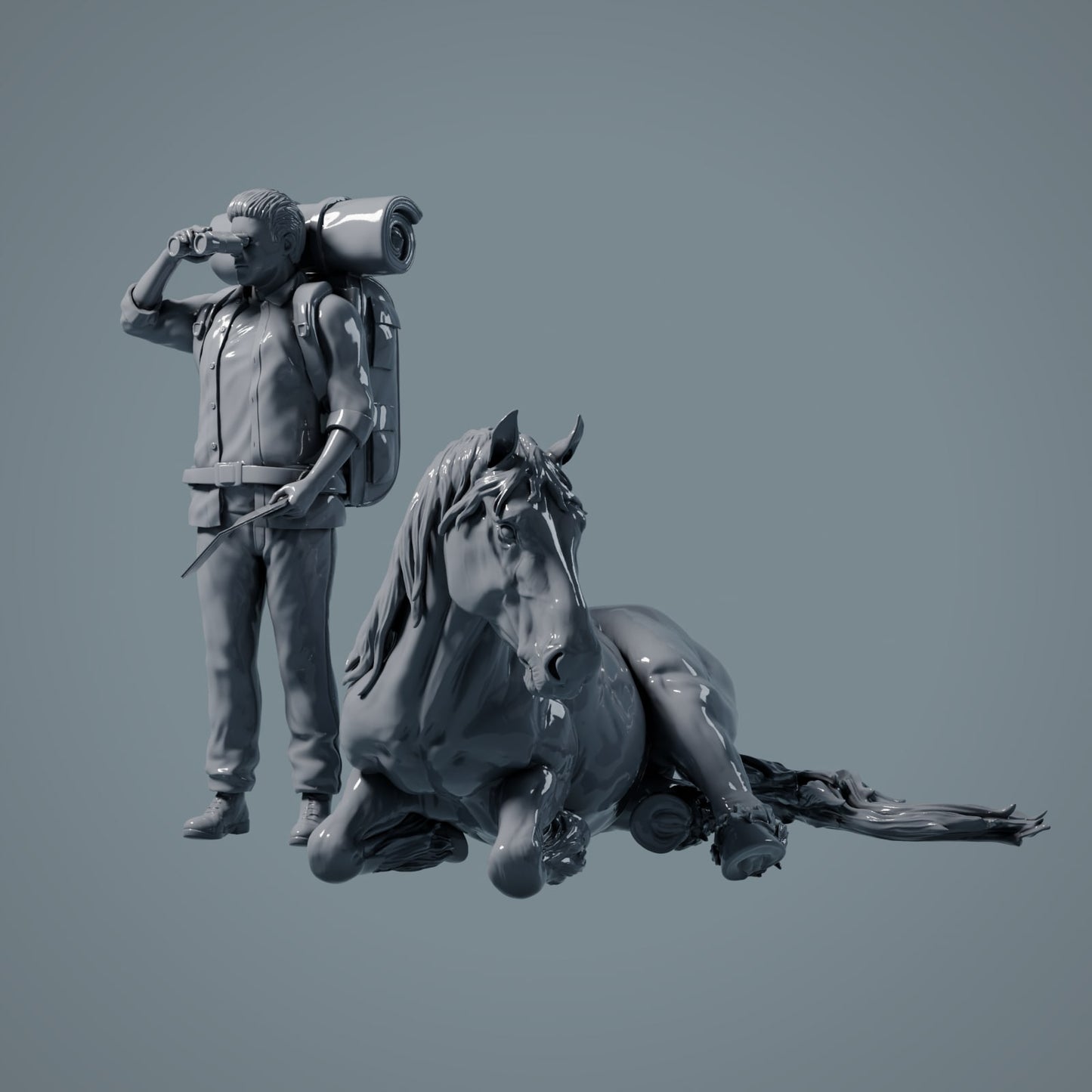 Figurka zwierzęcia farmowego: leżący koń, klacz - Suffolk Punch (a013)