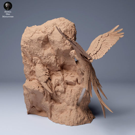 Φωτογραφία προϊόντος φιγούρας ζώου Animal Den Miniatures 0: Φιγούρα ζώου ζούγκλας: Κόκκινα μακάο (24_04_09)