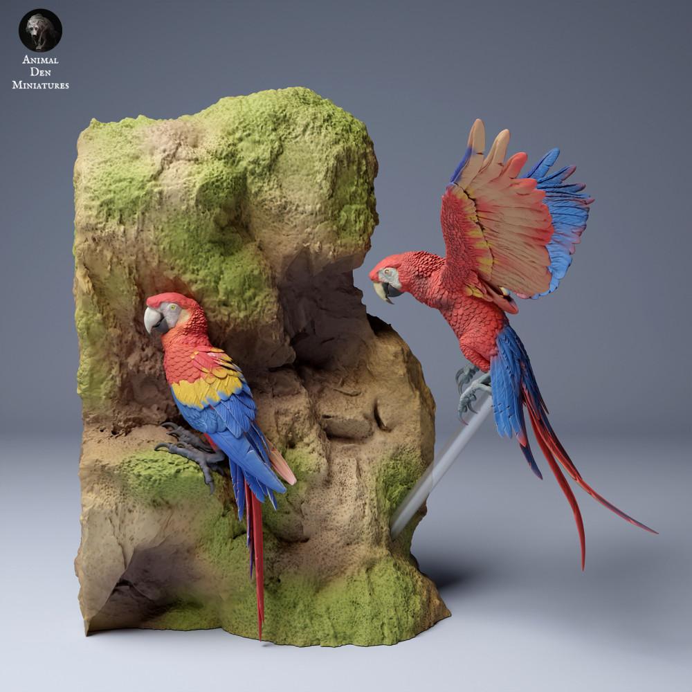 Produktfoto Tierfigur Animal Den Miniatures 2: Dschungel Tierfigur: Hellrote Aras (24_04_09)