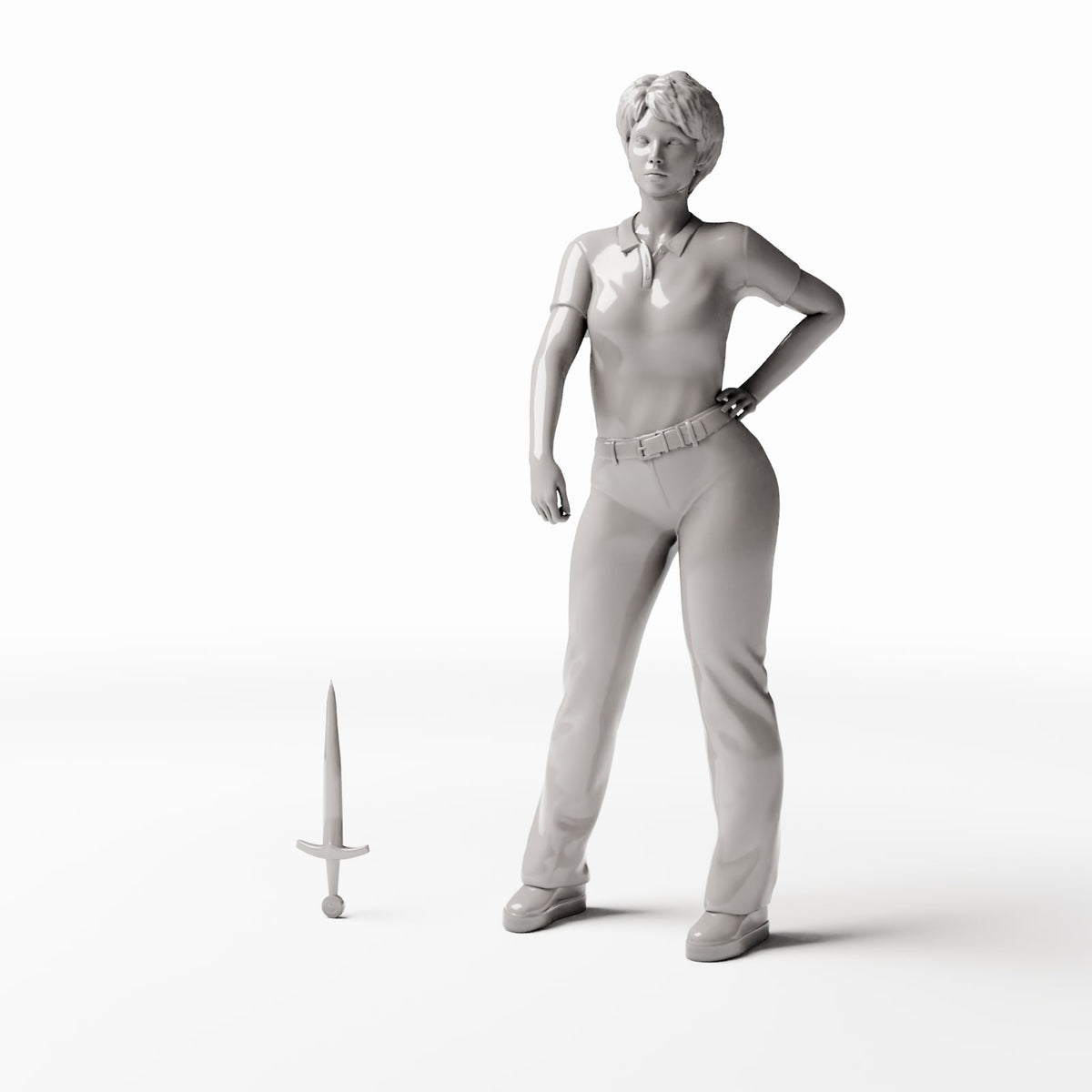 MyPortal Studios, Mittelalterliche Schmiede: 3 Waffen - Morgenstern, Dolch und Schwert, Modell 1383: mit menschlicher Figur als Größenvergleich im Maßstab 1:35