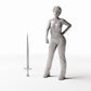MyPortal Studios, Mittelalterliche Schmiede: 3 Waffen - Morgenstern, Dolch und Schwert, Modell 1460: mit menschlicher Figur als Größenvergleich im Maßstab 1:35