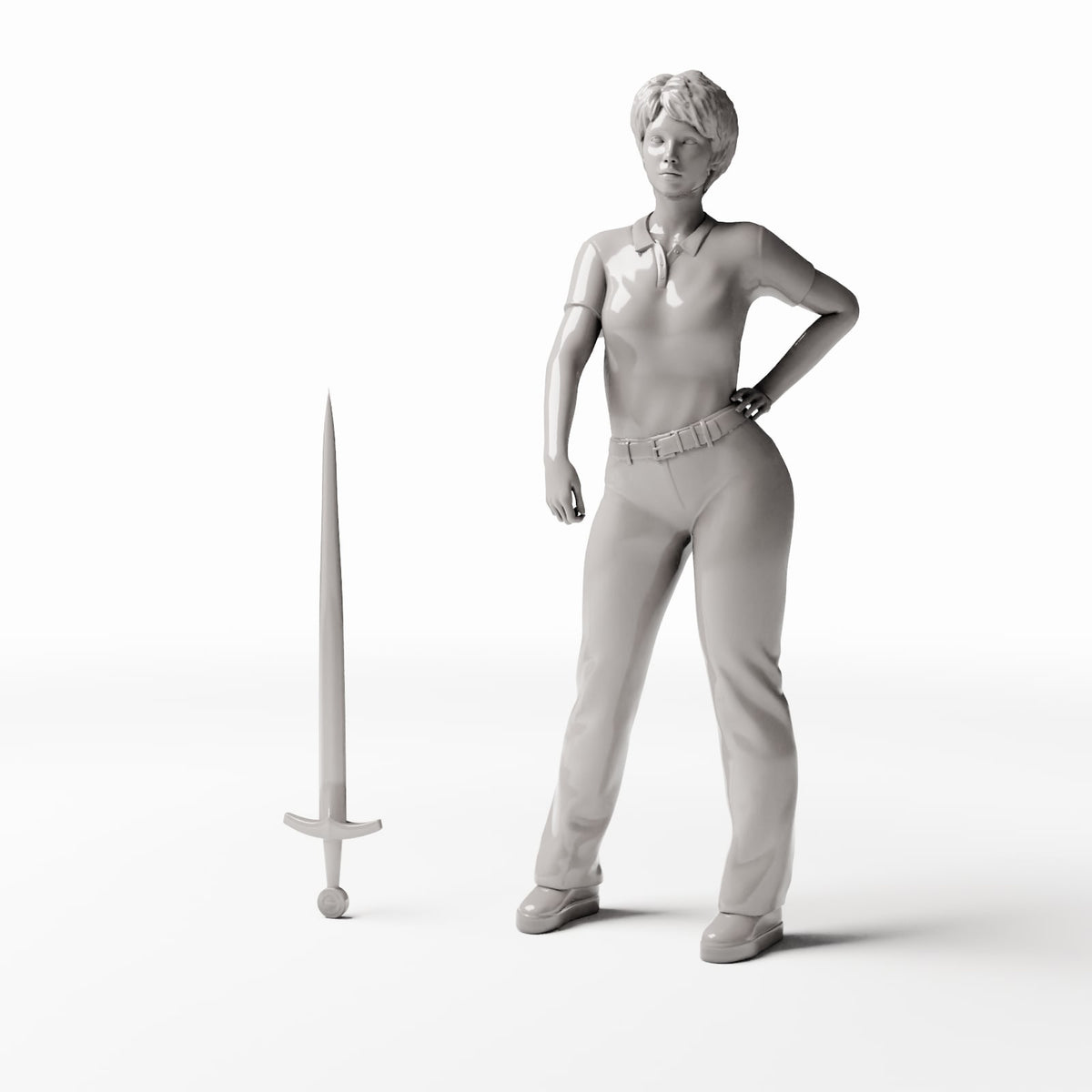 MyPortal Studios, Mittelalterliche Schmiede: 3 Waffen - Morgenstern, Dolch und Schwert, Modell 1460: mit menschlicher Figur als Größenvergleich im Maßstab 1:35