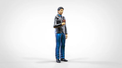 Produktfoto Diorama und Modellbau Miniatur Figur: Reporter Team - Reporter mit Mikro