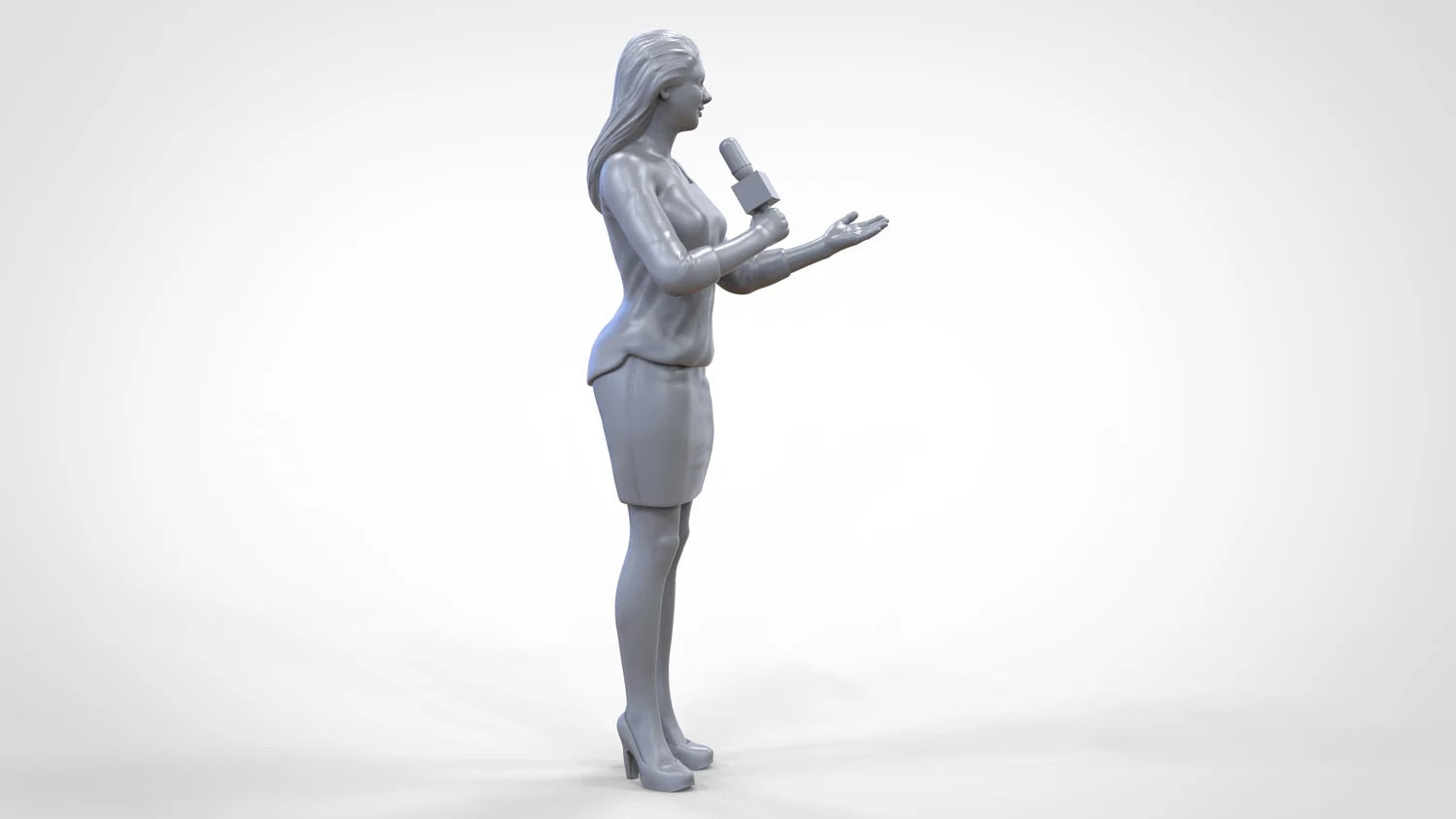 Produktfoto Diorama und Modellbau Miniatur Figur: Reporter Team - Reporterin mit Mikro