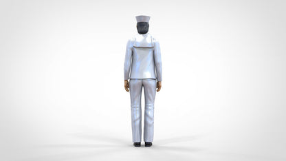 Produktfoto  0: Matrosin weiblich: Seemfrau in Uniform steht in Position