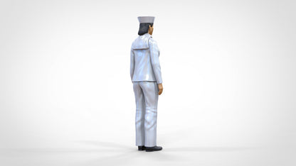 Produktfoto  0: Matrosin weiblich: Seemfrau in Uniform steht in Position