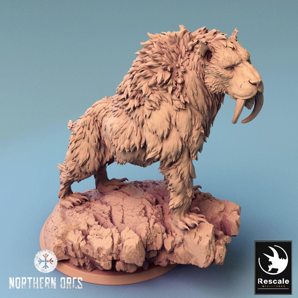 Φωτογραφία προϊόντος Tabletop 28mm Lord of the Print (LotP) 0: Tabletop Μινιατούρα: Σαυροδάγκας Frostbeast, Alpha-Raubkatze, Bossmonster, War Beast Reittier (24_04_C1)