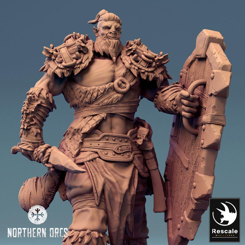 Φωτογραφία προϊόντος Tabletop 28mm Lord of the Print (LotP) 0: Tabletop Μινιατούρα: Ορκ Πολεμιστής με Ασπίδα και Τσεκούρι, Orc Warrior, Ασπιστοφόρος, Warlord (24_04_G1)