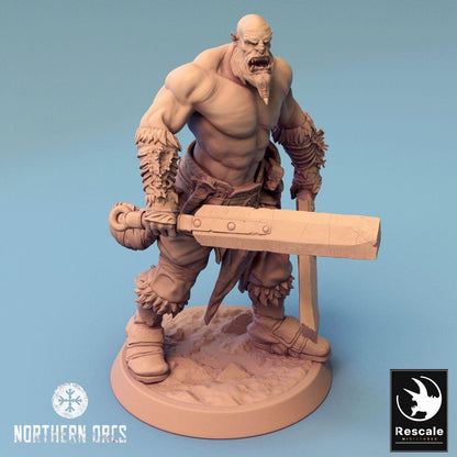Foto del prodotto Tabletop 28mm Lord of the Print (LotP) 0: Figurina Fantasy: Orco Guerriero, Berserker con due spade, Campione del Tribù (Orc Dual Wield Warrior) (24_04_J5)