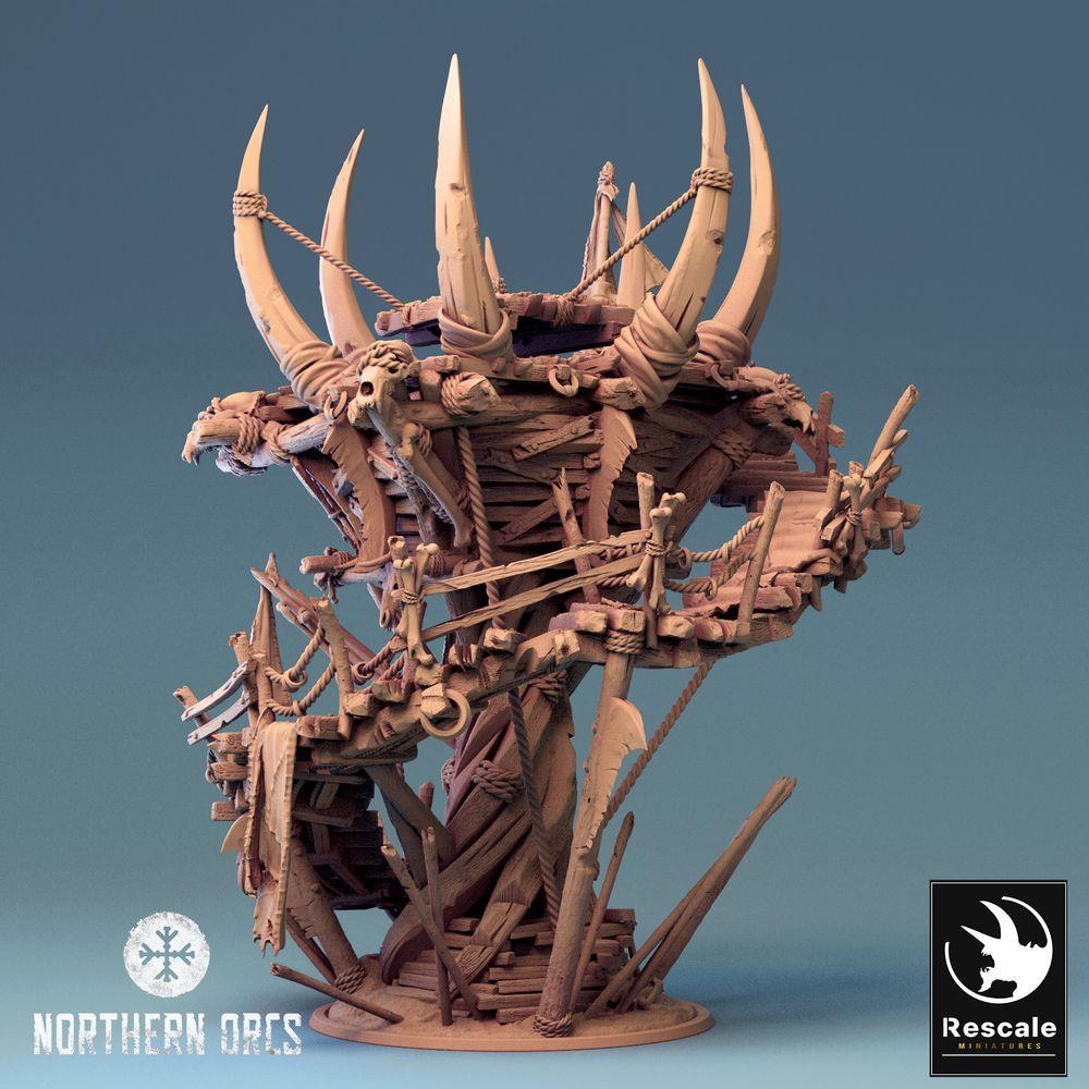 Φωτογραφία προϊόντος Tabletop 28mm Lord of the Print (LotP) 0: Tabletop έδαφος: Ορκικός Φανοστάτης, Πολεμική Πλατφόρμα, Τροπαίο Πύργος, Πολεμικό Ιερό, Προφυλακή, Orc Watchtower (24_04_W)