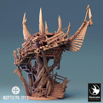 Zdjęcie produktu Tabletop 28mm Lord of the Print (LotP) 0: Terrain Tabletop: Orkowa Wieża Strażnicza, Platforma Wojenna, Wieża Trofeów, Ołtarz Wojenny, Posterunek, Orc Watchtower (24_04_W)
