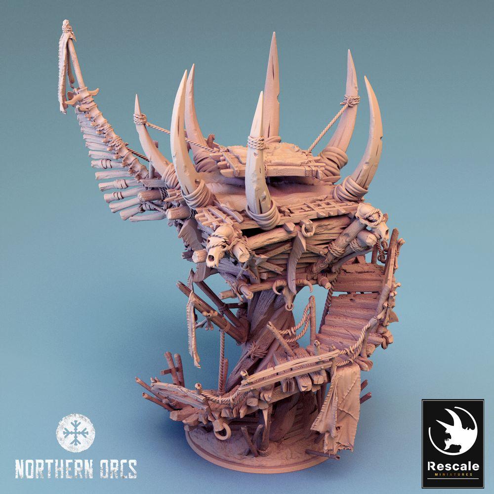 Φωτογραφία προϊόντος Tabletop 28mm Lord of the Print (LotP) 0: Tabletop έδαφος: Ορκικός Φανοστάτης, Πολεμική Πλατφόρμα, Τροπαίο Πύργος, Πολεμικό Ιερό, Προφυλακή, Orc Watchtower (24_04_W)