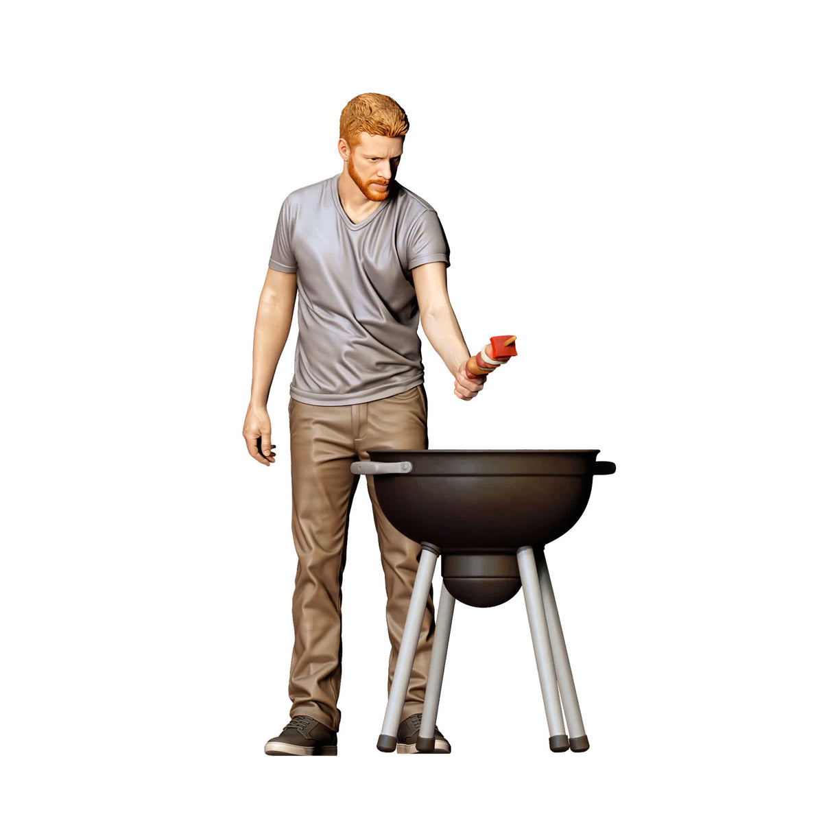 Diorama Modellbau Produktfoto 0: Stehende Figur: Mann am Grill mit Grillbesteck (Ref. Nr. 533)