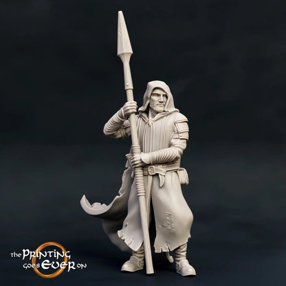 Zdjęcie produktu średniowiecznej historycznej figury w skali 75mm The Printing Goes Ever On (TPGEO) 0: Średniowieczne rycerze Figury Ranger Włócznia B - modele 75mm - Leśni wędrowcy Północy