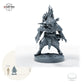 Goblin-Schwertkämpfer – B: Größenvergleich, ca. 43 mm Gesamthöhe inklusive Base und höchstem Teil, mit 32-mm-Referenzfigur.