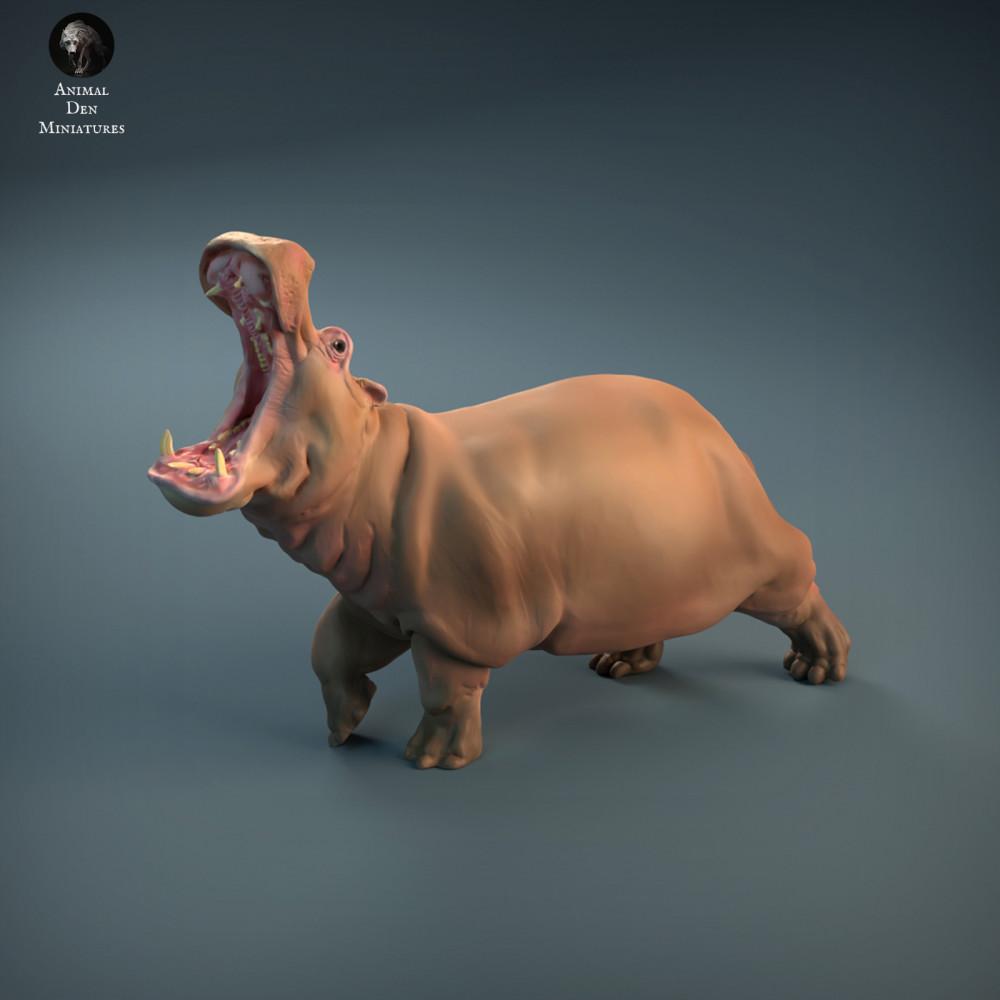 Φωτογραφία προϊόντος φιγούρας ζώου Animal Den Miniatures 4: Φιγούρα άγριου ζώου: Εξαγριωμένος ιπποπόταμος (21_12_04)