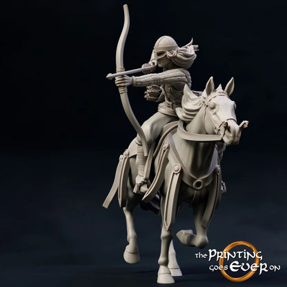 Foto del prodotto figura storica medievale scala 75mm The Printing Goes Ever On (TPGEO) 0: Figure di cavalieri medievali a cavallo con arco guerriero della Marca