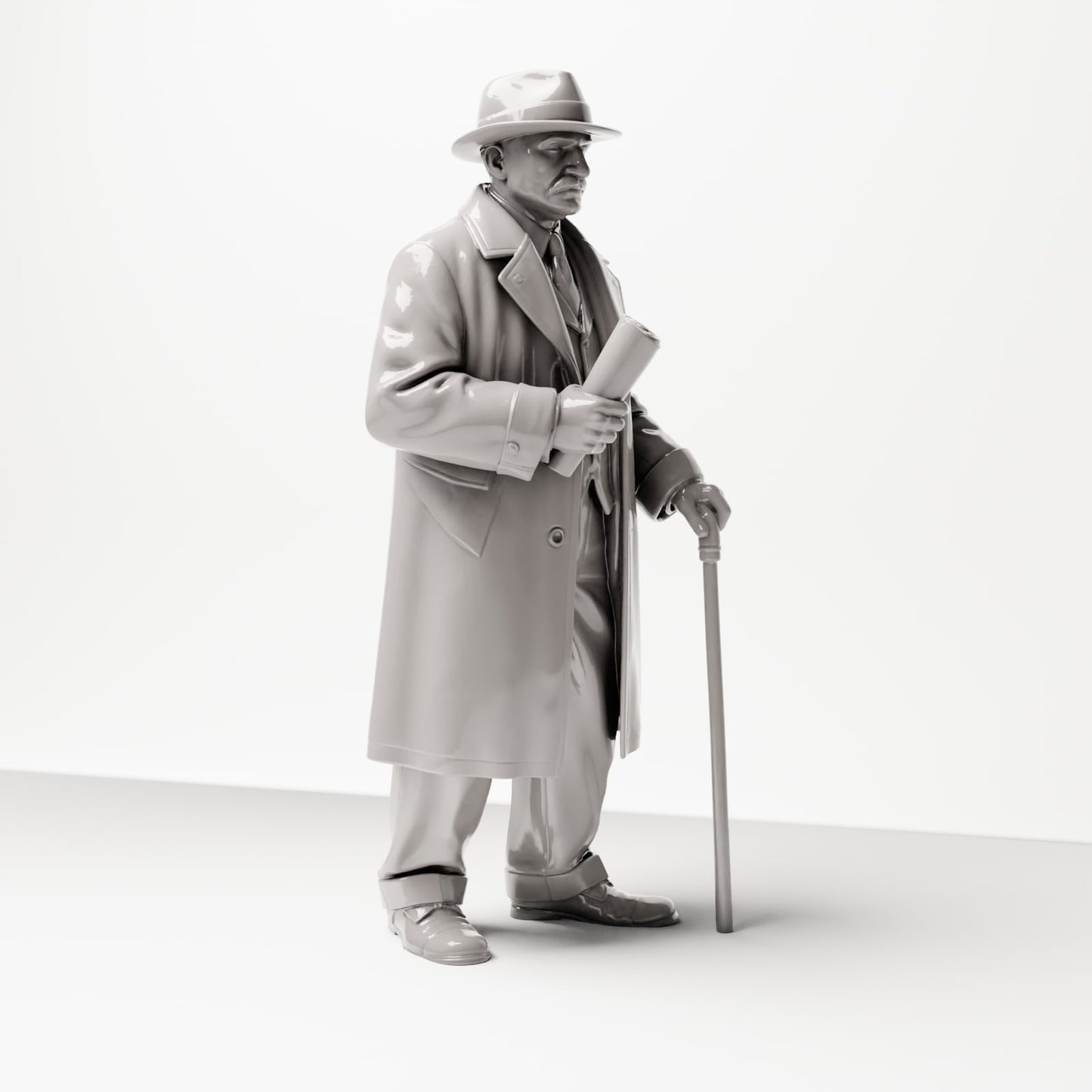Diorama modelarstwo zdjęcie produktu 4: Historyczna figura dioramowa: Starszy pan z gazetą i laską (lata 20-te-30-te) (sc06)