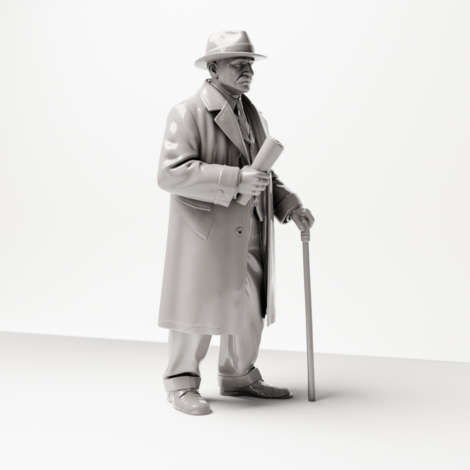 Diorama modelarstwo zdjęcie produktu 4: Historyczna figura dioramowa: Starszy pan z gazetą i laską (lata 20-te-30-te) (sc06)